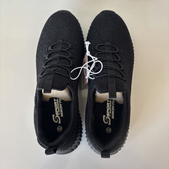 8.5 Charlize Black Textile Padded Sole Slip On Lace Decor Pull Low Top Sneaker - Picture 12 of 14